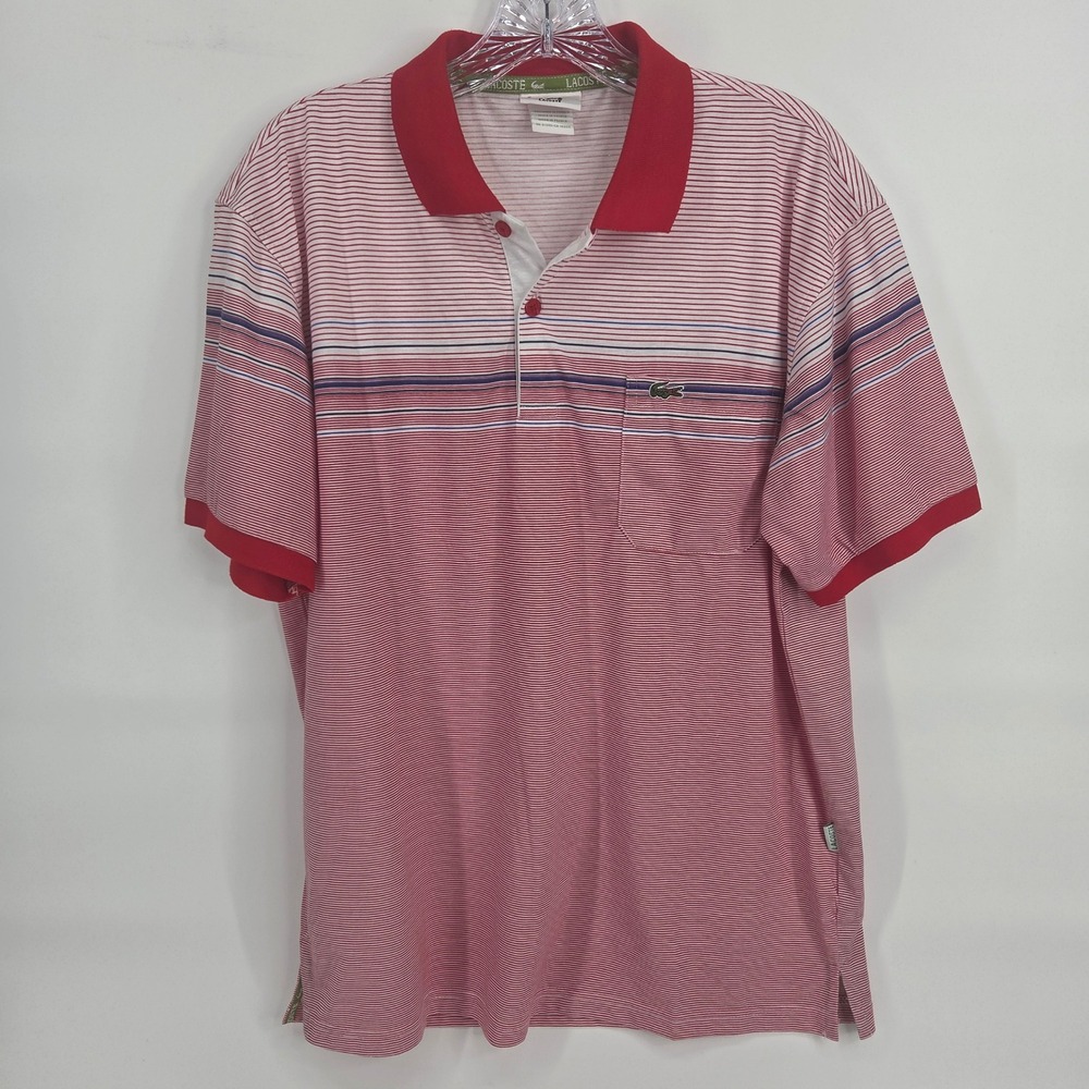 Vintage Lacoste Polo Shirt Size 5 Red White Striped Preppy Made in France